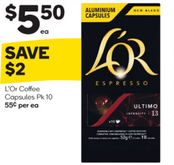 L'Or Coffee Capsules Pk 10 offer at Woolworths