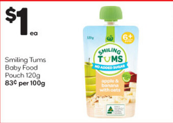Woolworths Smiling Tums Baby Food Pouch 120g offer