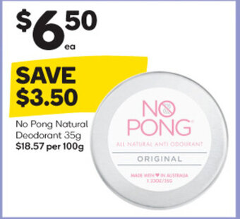 Woolworths No pong Natural Deodorant 35g offer
