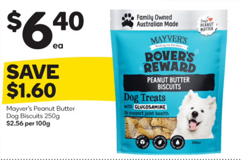 Mayver's Peanut Butter Dog Biscuits 250g offer at Woolworths