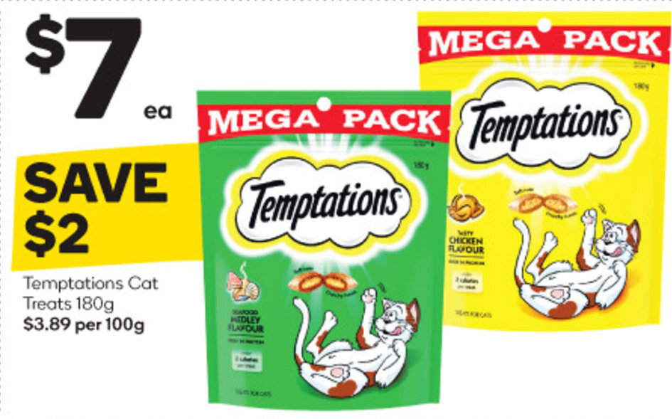 Temptations Cat Treats 180g offer at Woolworths