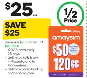 Woolworths amaysim $50 Starter Kitt offer