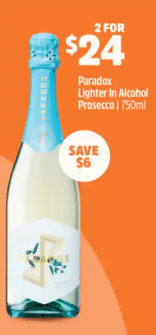 Woolworths Paradox Lighter In Alcohol Prosecco | 750ml 2 for offer