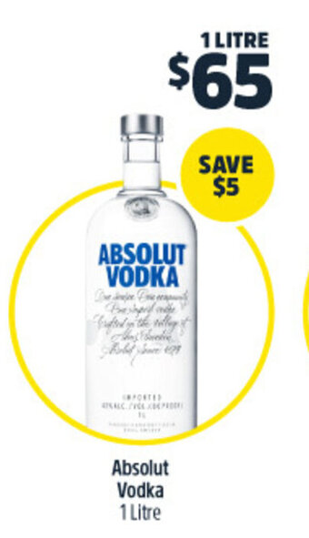 Woolworths Absolut Vodka 1 Litre offer