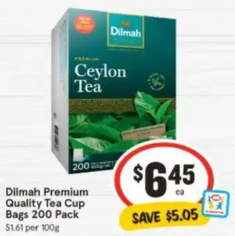 IGA Dilmah Premium I Quality Tea Cup Bags 200 Pack offer