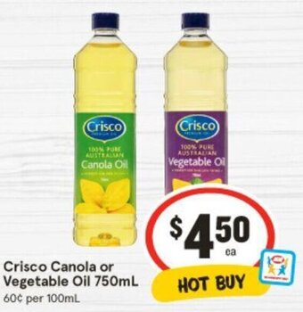 IGA Crisco Canola or Vegetable Oil 750mL offer