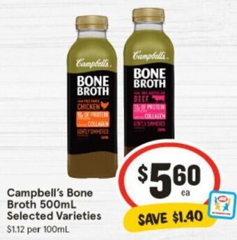 IGA Campbell's Bone Broth 500mL Selected Varieties offer