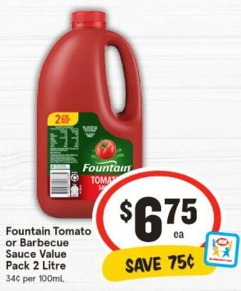 IGA Fountain Tomato or Barbecue Sauce Value Pack 2 Litre offer