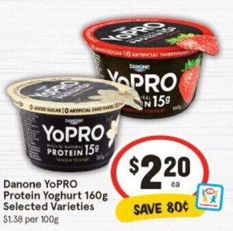 IGA Danone YoPRO Protein Yoghurt 160g Selected Varieties offer