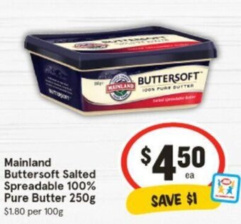IGA Mainland Buttersoft Salted Spreadable 100% Pure Butter 250g offer