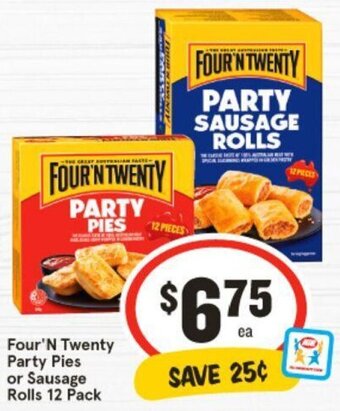 IGA Four' N Twenty Party Pies or Sausage Rolls 12 Pack offer