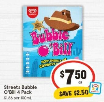 IGA Streets Bubble O'Bill 4 Pack offer