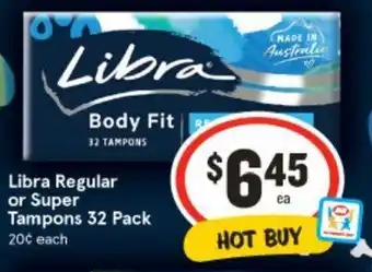 IGA Libra Regular or Super Tampons 32 Pack offer