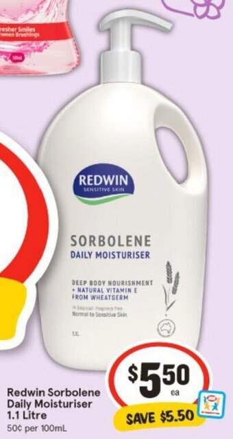 IGA Redwin Sorbolene Daily Moisturiser 1.1 Litre offer