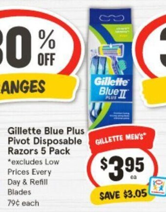 IGA Gillette Blue Plus Pivot Disposable Razors 5 Pack offer