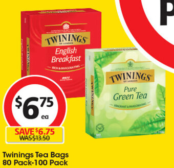 Coles Twinings Tea Bags 80 Pack-100 Pack offer