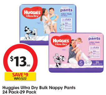 Coles Huggies Ultra Dry Bulk Nappy Pants 24 Pack-29 Pack offer