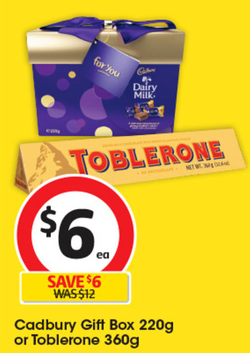 Cadbury Gift Box 220g or Toblerone 360g offer at Coles