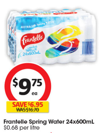 Coles Frantelle Spring Water 24x600mL offer