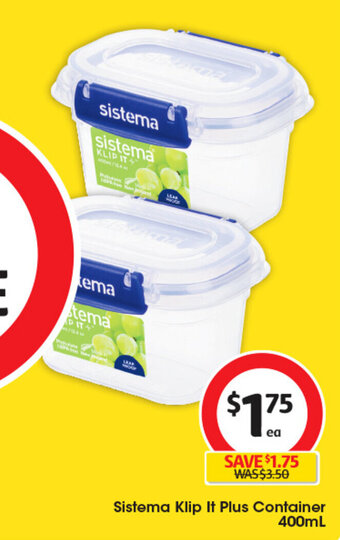 Coles Sistema Klip It Plus Container 400mL offer