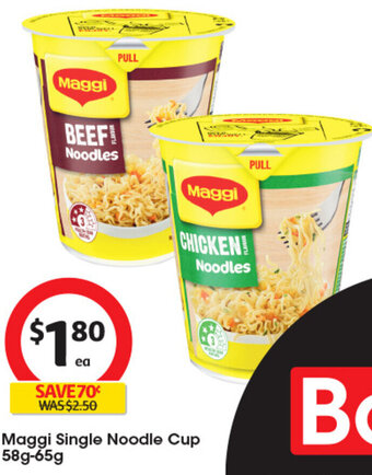 Coles Maggi Single Noodle Cup 58g-65g offer
