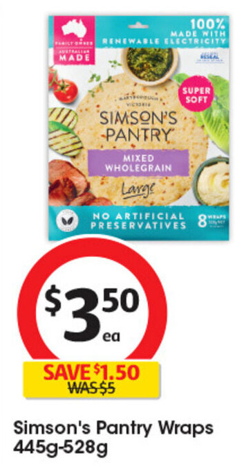 Coles Simson's Pantry Wraps 445g-528g offer