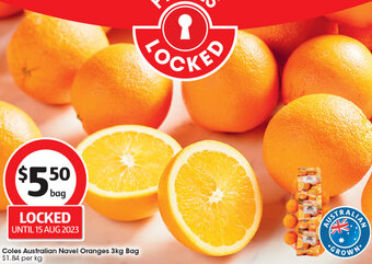 Coles Coles Australian Navel Oranges 3kg Bag offer