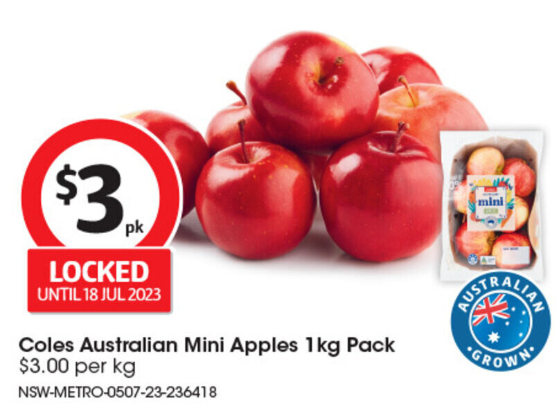 Coles Australian Mini Apples 1kg Pack offer at Coles