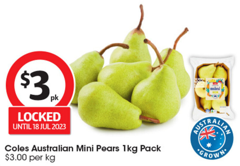 Coles Australian Mini Pears 1kg Pack offer at Coles