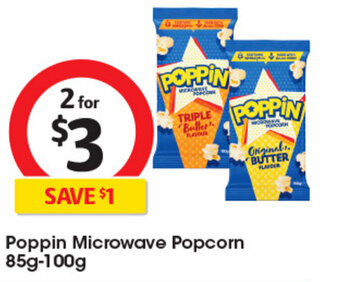 Coles Poppin Microwave Popcorn 85g-100g offer