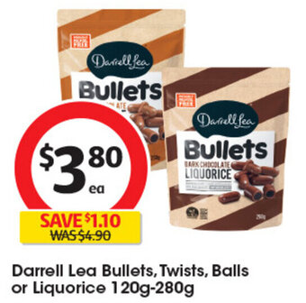 Coles Darrell Lea Bullets, Twists, Balls or Liquorice 120g-280g offer