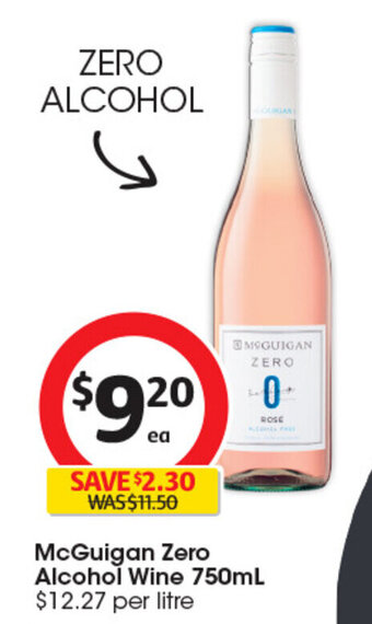 Coles McGuigan Zero Alcohol Wine 750mL offer