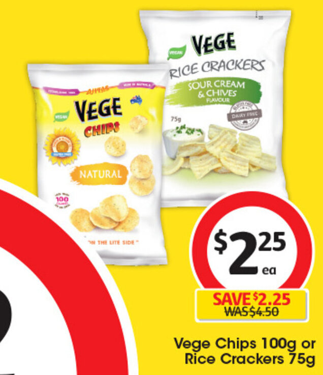 Vege Chips 100g or Rice Crackers 75g offer at Coles