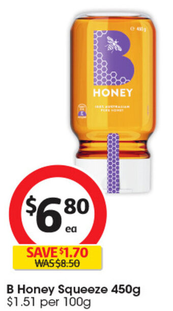 Coles B Honey Squeeze 450g offer