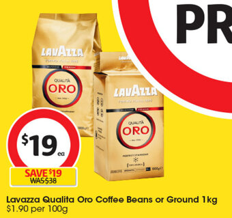 Coles Lavazza Qualita Oro Coffee Beans or Ground 1kg offer