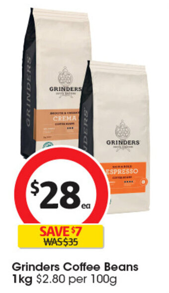 Coles Grinders Coffee Beans 1kg offer