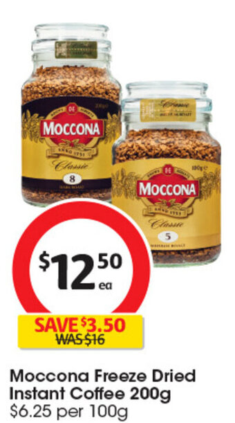 Coles Moccona Freeze Dried Instant Coffee 200g offer
