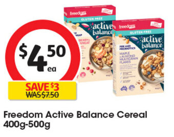 Coles Freedom Active Balance Cereal 400g-500g offer