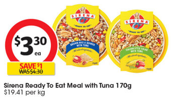 Coles Sirena Ready To Eat Meal with Tuna 170g offer
