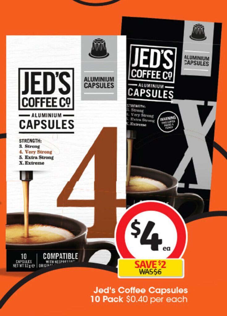 Jed's Coffee Capsules 10 Pack offer at Coles
