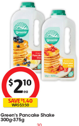 Coles Green's Pancake Shake 300g-375g offer