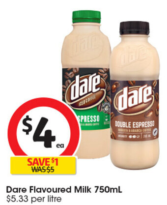 Coles Dare Flavoured Milk 750mL offer