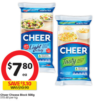 Coles Cheer Cheese Block 500g offer