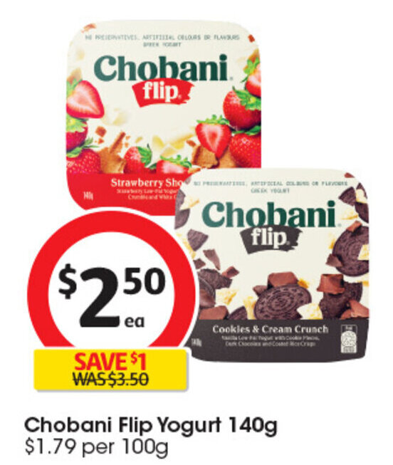 Chobani Flip Yogurt 140g offer at Coles