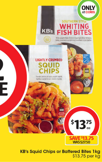 Coles KB's Squid Chips or Battered Bites 1kg offer