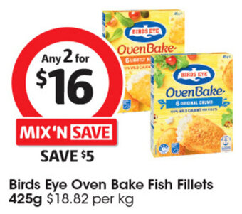 Coles Birds Eye Oven Bake Fish Fillets 425g offer