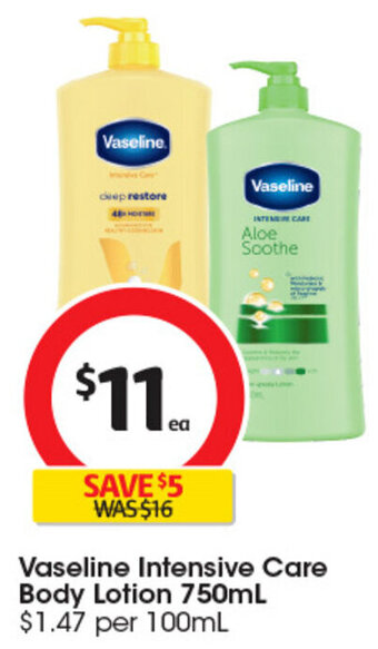 Coles Vaseline Intensive Care Body Lotion 750mL offer