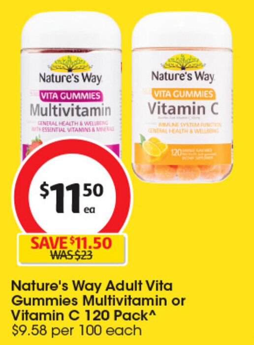 Nature's Way Adult Vita Gummies Multivitamin or Vitamin C 120 Pack