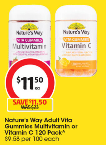 Coles Nature's Way Adult Vita Gummies Multivitamin or Vitamin C 120 Pack^ offer