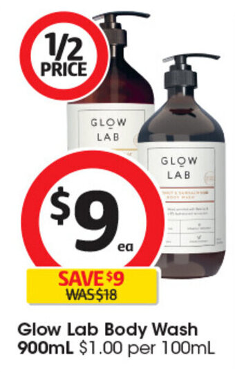 Coles Glow Lab Body Wash 900mL offer